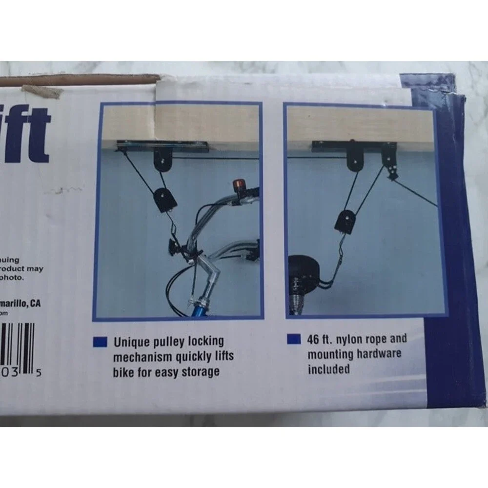 Bicycle Lift Bike Ceiling Mount Pulley Hoist Garage Storage Rack Hooks Hanger